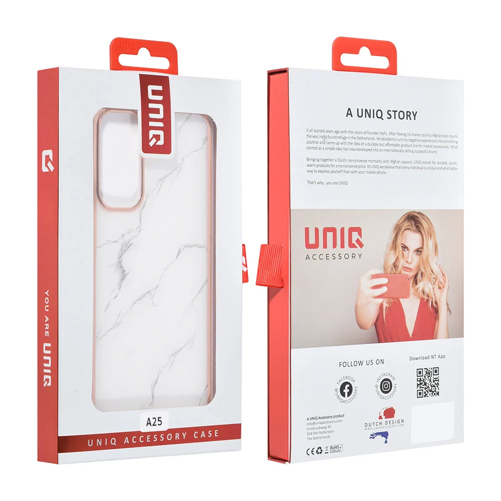 Tuniq Samsung Galaxy A25 5G - Σκληρή Θήκη με Πλαίσιο Σιλικόνης - Σχέδιο Μάρμαρο - Λευκή