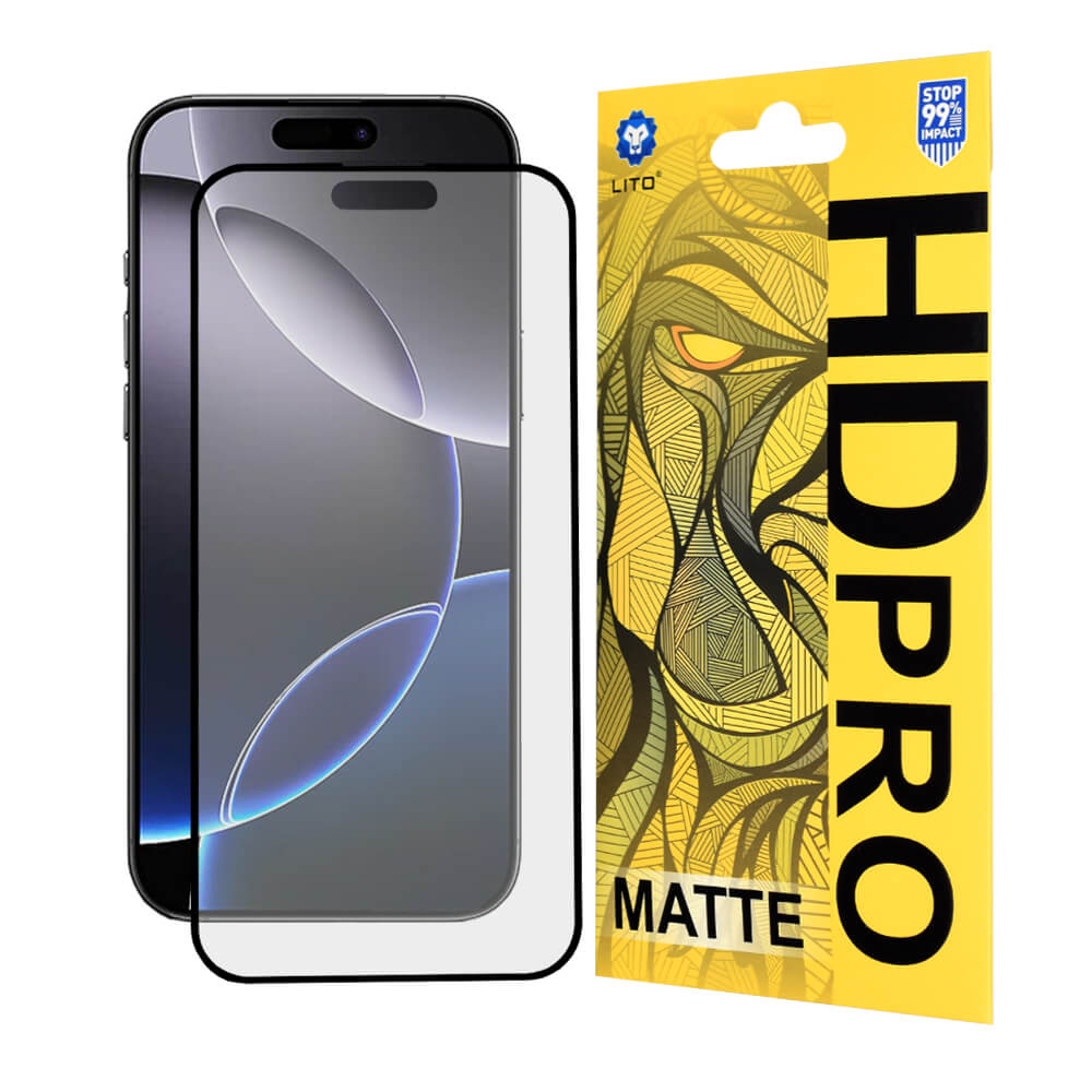 Lito iPhone 16 Pro Max HD Pro Matte Αντιχαρακτικό Γυαλί Οθόνης - Black