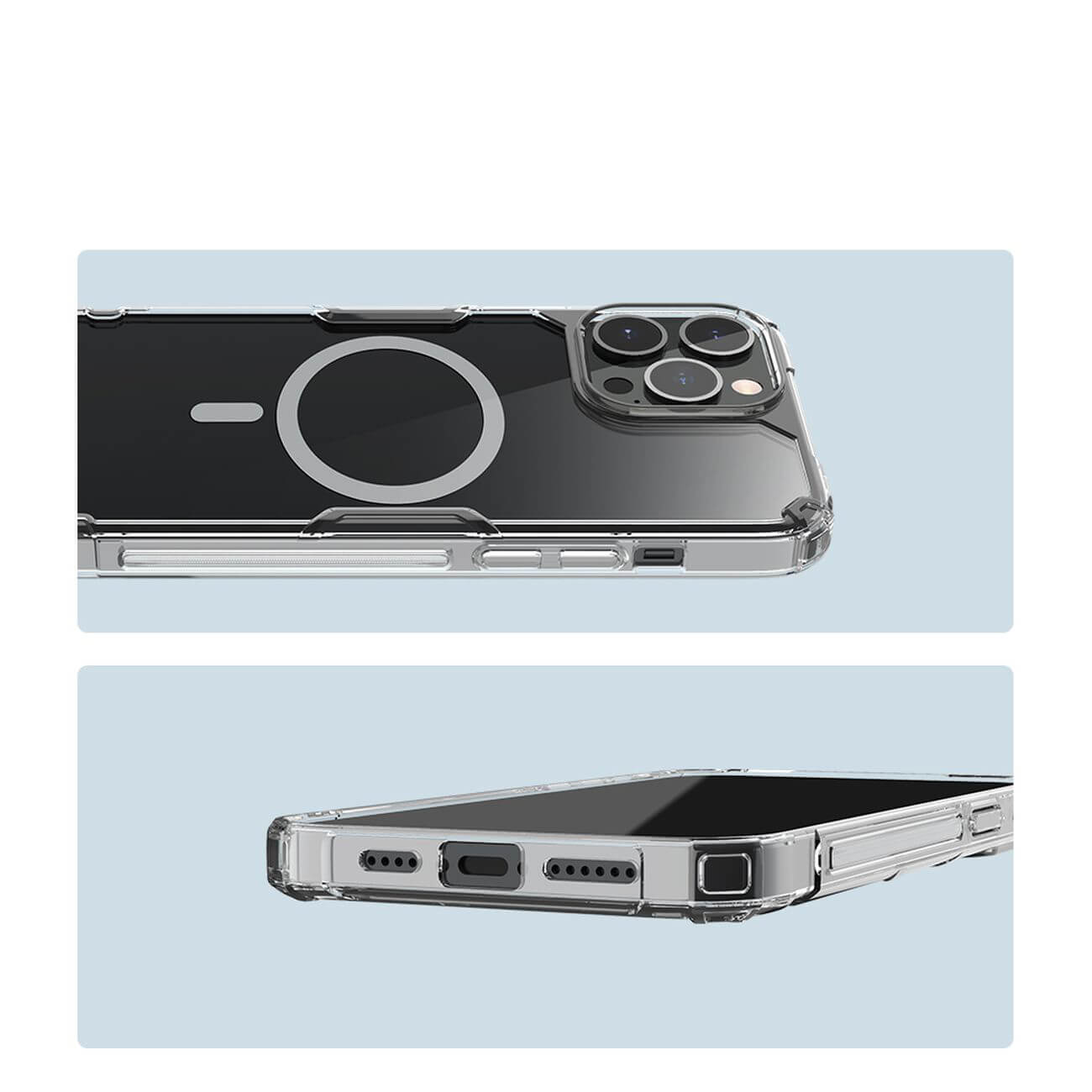 Nillkin iPhone 15 Pro Nature Pro Magnetic - Σκληρή Θήκη με Πλαίσιο Σιλικόνης και MagSafe - Διάφανη / White