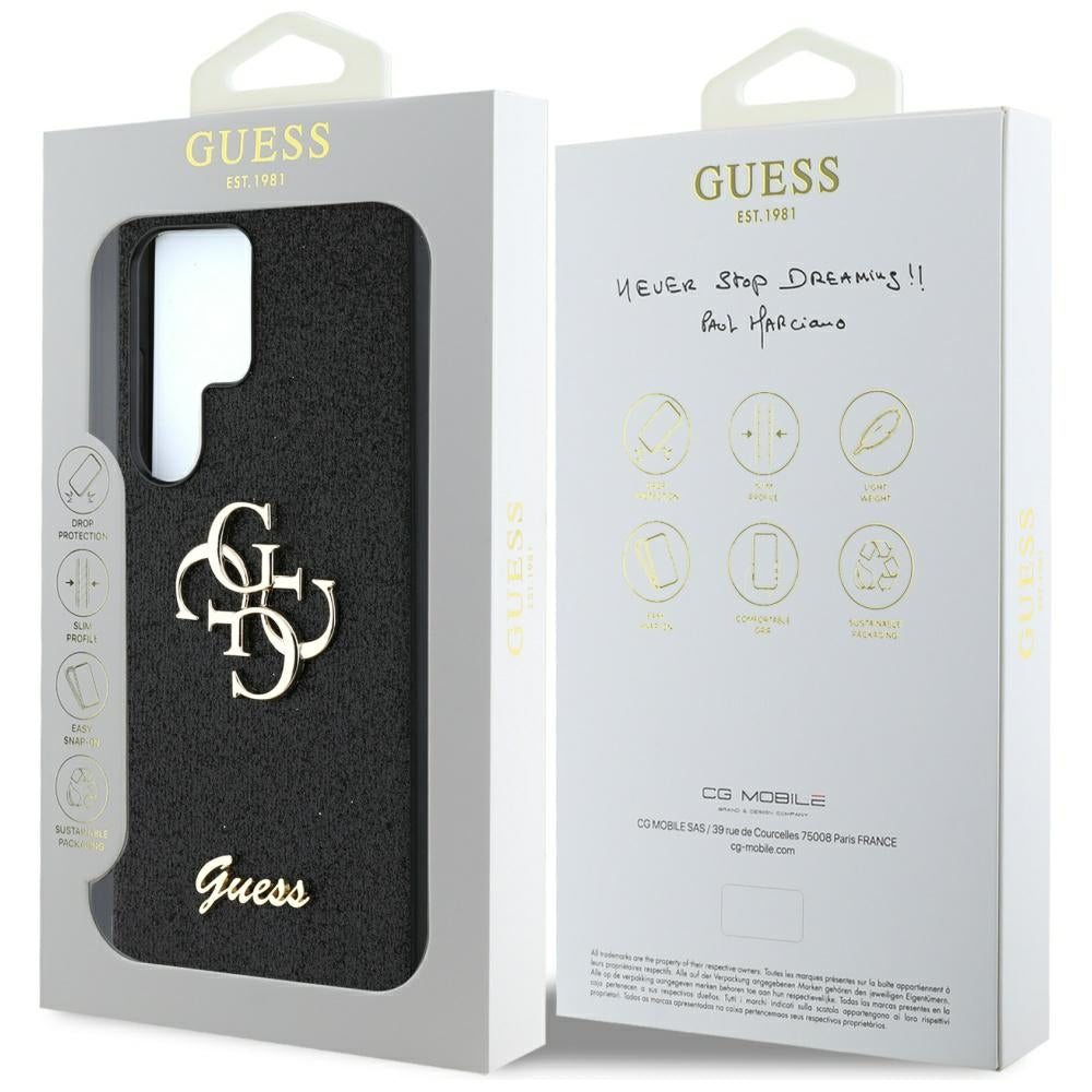 Guess Samsung Galaxy S25 Ultra - Fixed Glitter Big 4G - Σκληρή Θήκη με Πλαίσιο Σιλικόνης - Black - GUHCS25LHG4SGK