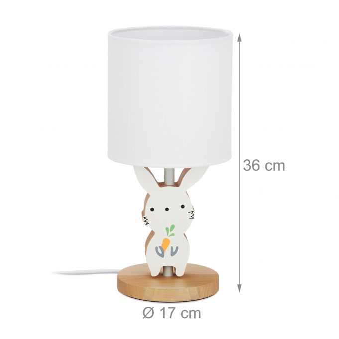 Relaxdays Παιδικό Φωτιστικό με Ξύλινη Βάση Λαγουδάκι - White - 4052025280468