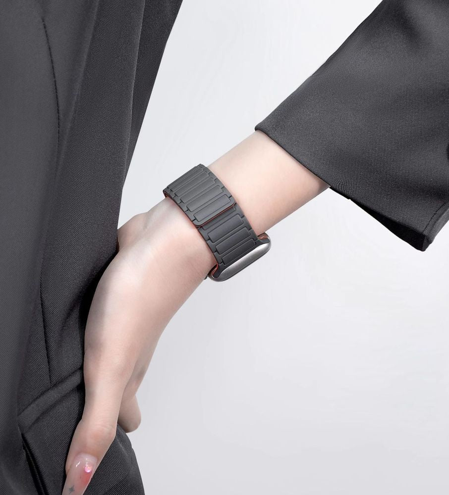 Tech-Protect Λουράκι Apple Watch 4 / 5 / 6 / 7 / 8 / 9 / SE / ULTRA 1 / ULTRA 2 - 42 / 44 / 45 / 49 mm IconBand Magnetic Μαγνητικό Σιλικόνης - Titanium / Orange