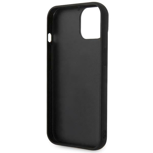 Karl Lagerfeld iPhone 14 - Puffy Ikonik Pin Σκληρή Θήκη με Επένδυση Συνθετικού Δέρματος και Πλαίσιο Σιλικόνης - Black - KLHCP14SPSQPK - likebrands.gr