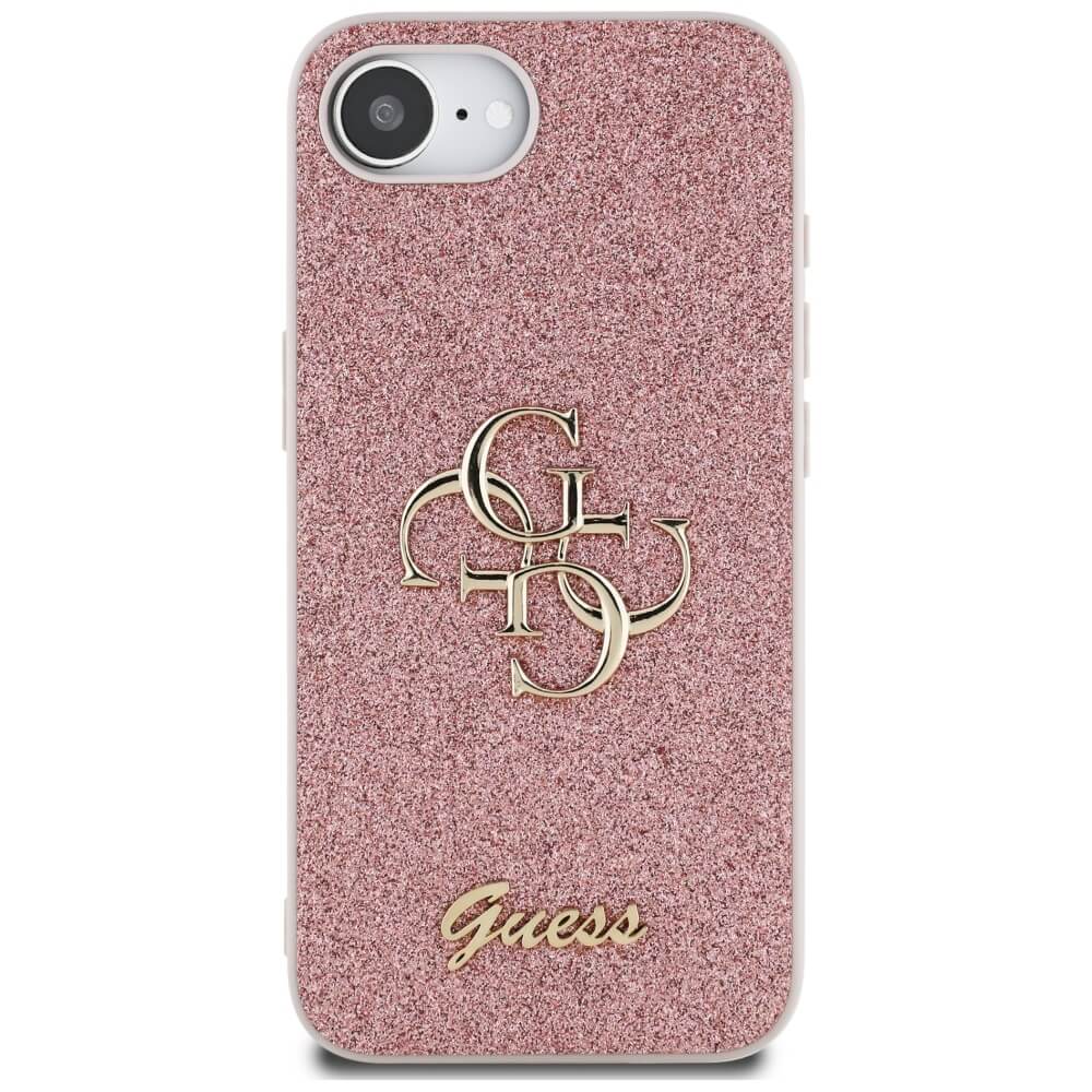 Guess iPhone 16e - Fixed Glitter Big 4G - Σκληρή Θήκη με Πλαίσιο Σιλικόνης - Pink - GUHCPSE4HG4SGP