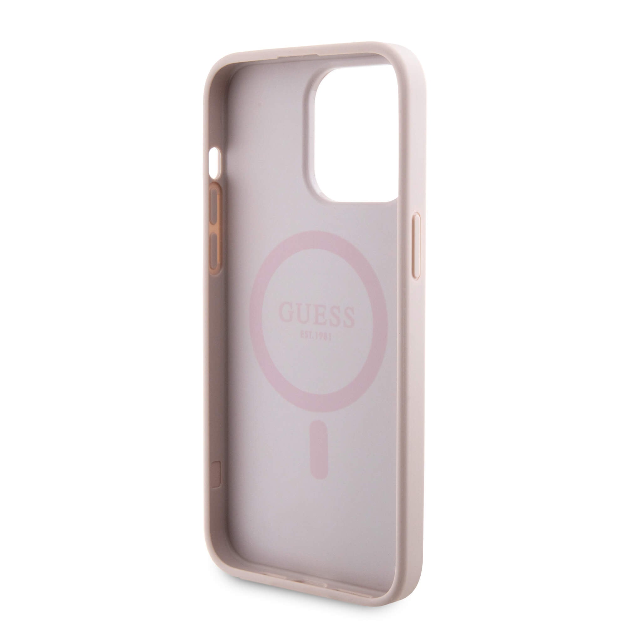 Guess iPhone 15 Pro Max - 4G Metal Logo Σετ MagSafe Σκληρή Θήκη με Επένδυση Συνθετικού Δέρματος και Powerbank 5000mAh - Pink - GUBPM5P15X4GEMGP
