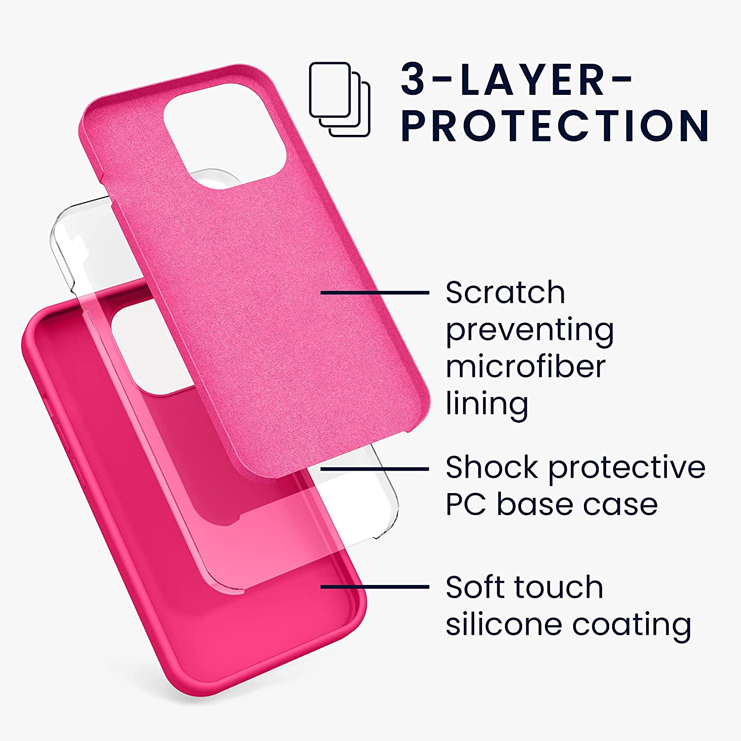 KW iPhone 13 Pro Θήκη Σιλικόνης Rubberized TPU - Neon Pink - 55880.77