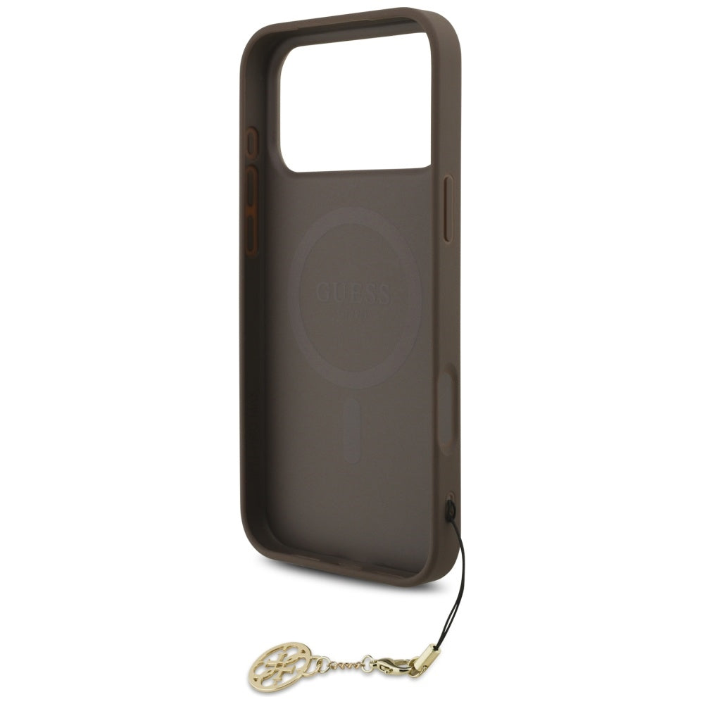 Guess iPhone 17 Pro Max - 4G Charms Collection MagSafe - Θήκη με Επένδυση Συνθετικού Δέρματος - Brown - GUHMP17XGF4GCW