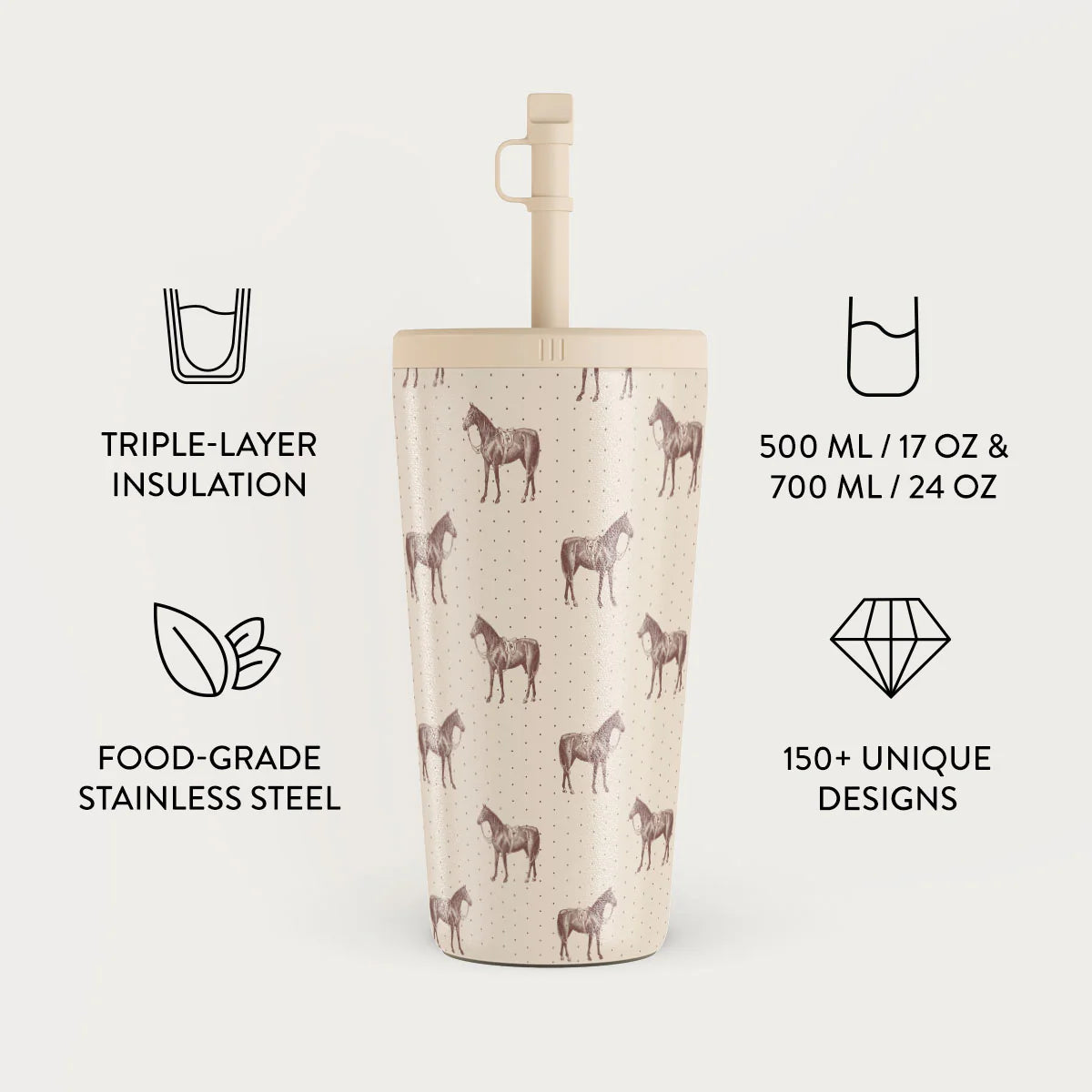 Burga Κούπα θερμός από Ανοξείδωτο Ατσάλι με καλαμάκι - 500ml - Wild West