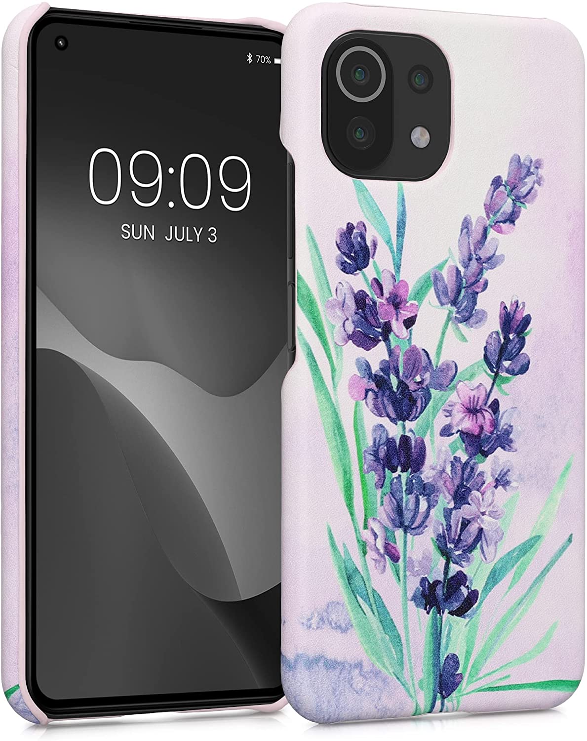 KW Xiaomi 11 Lite 5G NE / Mi 11 Lite 5G Σκληρή Θήκη με Επένδυση Συνθετικού Δέρματος - Design Lavender - Turquoise / Violet - 57839.02