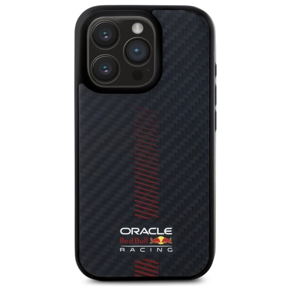 Red Bull iPhone 15 Pro - Carbon Fiber Power Bar - MagSafe Σκληρή Θήκη με Πλαίσιο Σιλικόνης - Black - RBHMP15L24CFGSMK