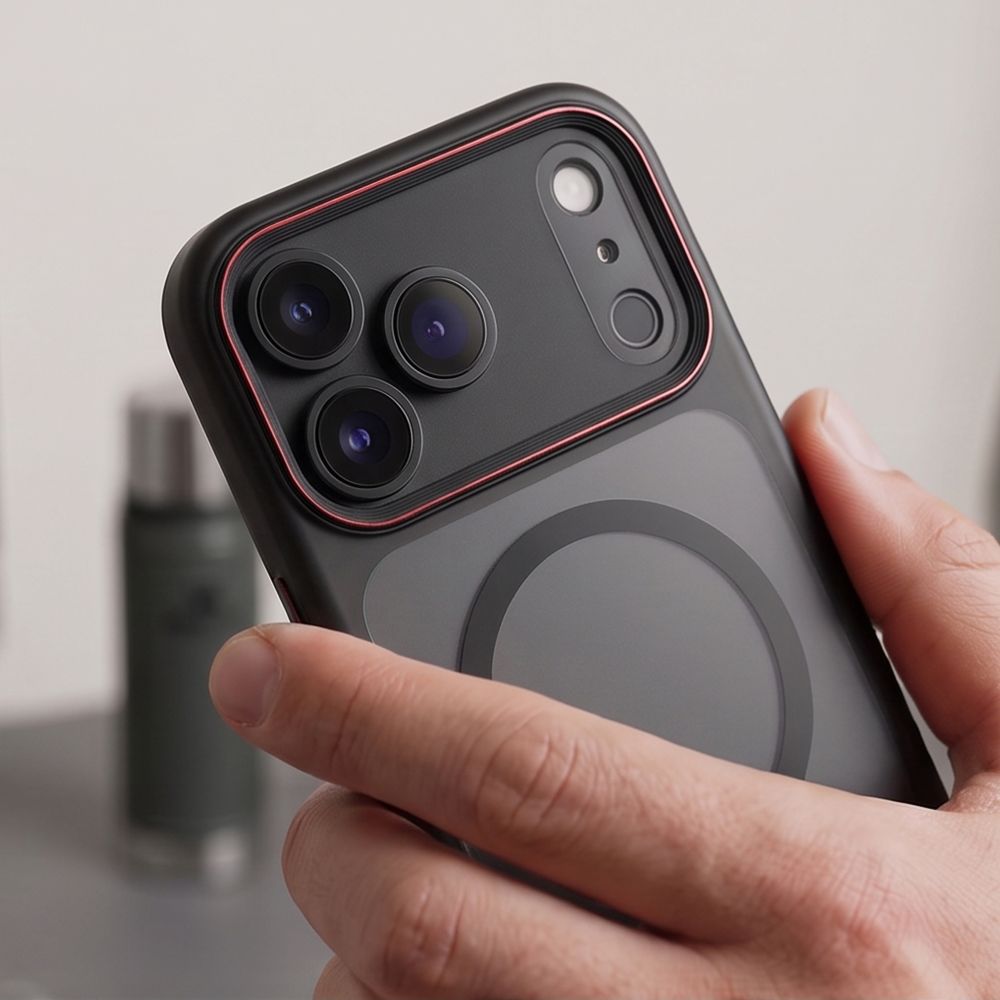 Tech-Protect iPhone 18 Pro / iPhone 17 Pro - Σκληρή Θήκη με Πλαίσιο Σιλικόνης MagSafe - MagCam - Matte Black / Red