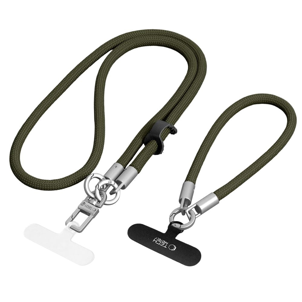 Tech-Protect Universal Λουράκι για Θήκη Κινητού - C10S Rope CrossBody / Wrist Strap - Olive Green / Titanium