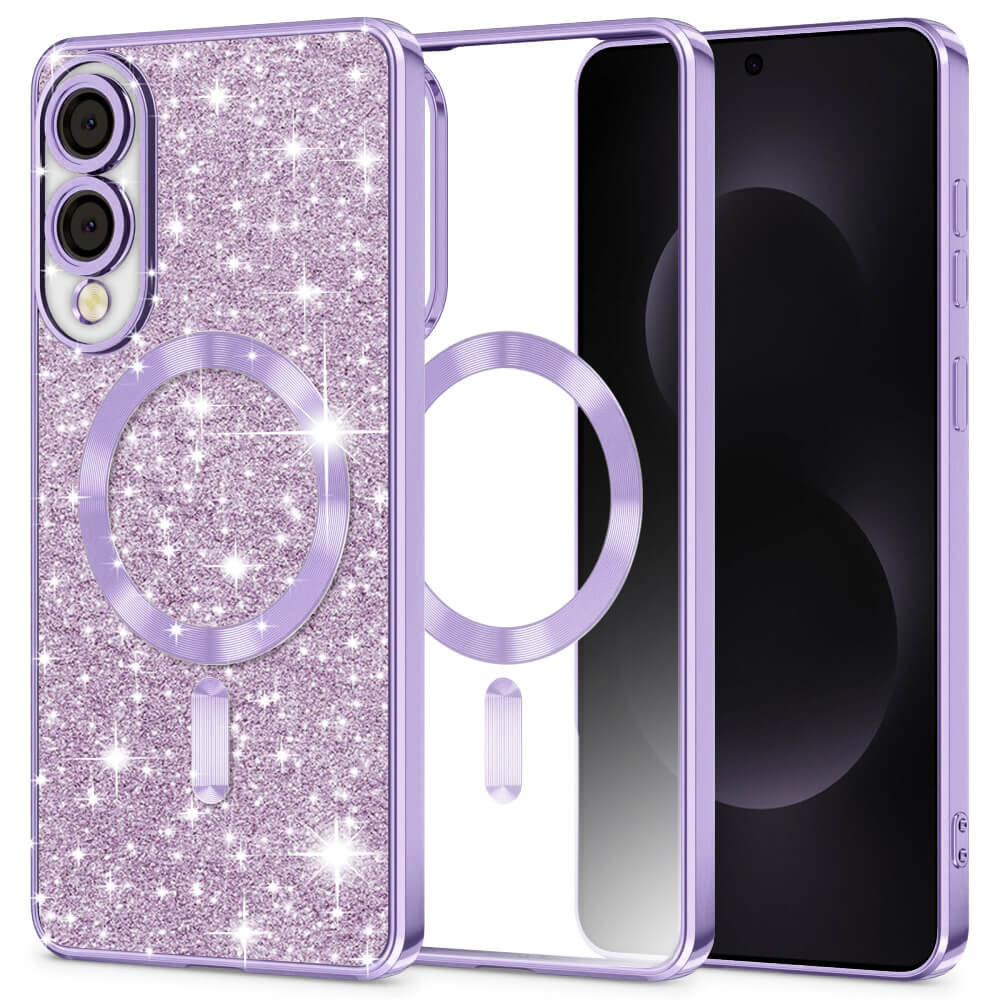 Techsuit Samsung Galaxy S25 Edge - Luxury Glitter MagSafe - Θήκη Σιλικόνης - Light Purple