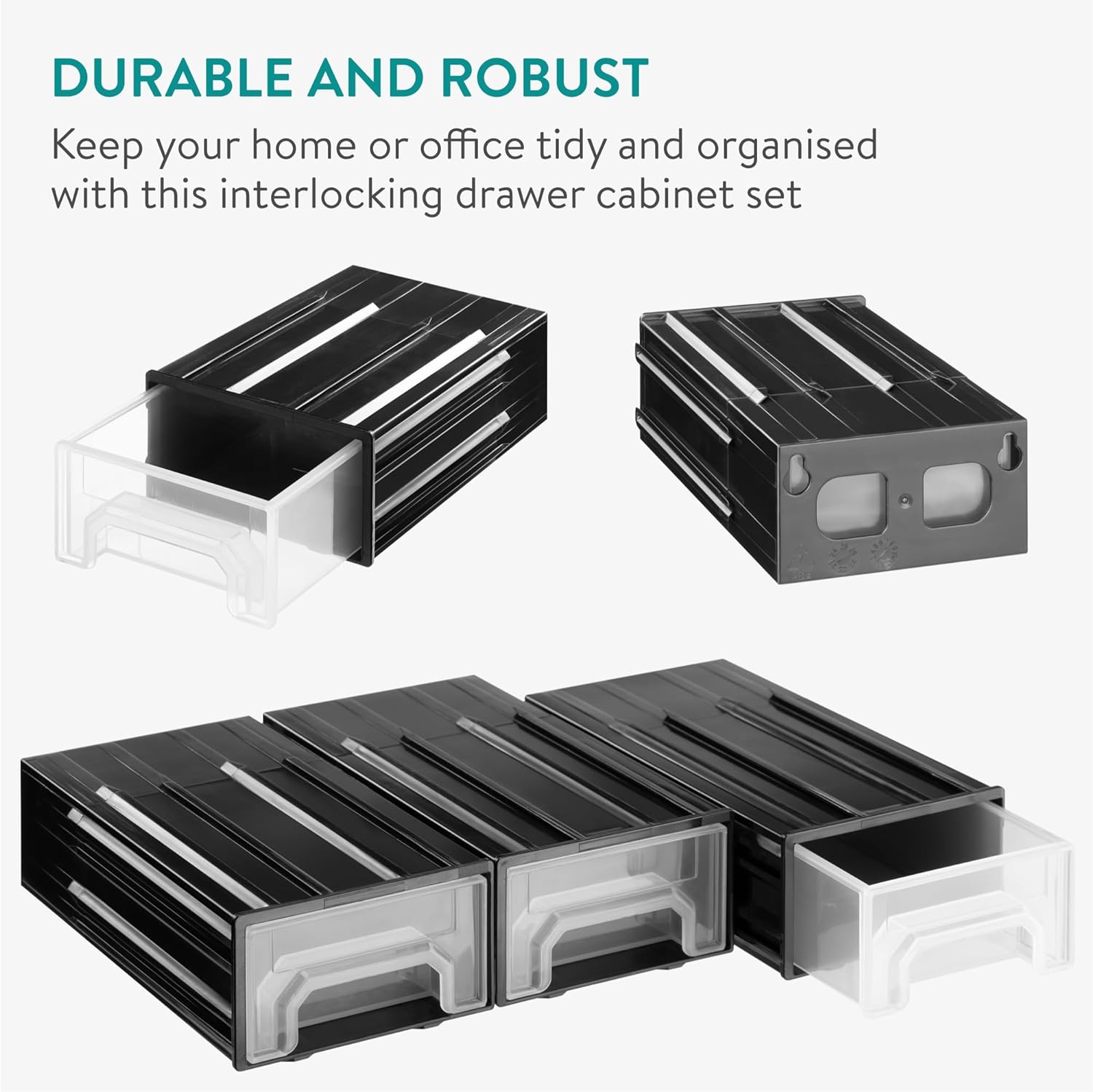 Navaris Σετ με 12 Συρτάρια Οργάνωσης - 15 x 8.6 x 4.9 cm - Black - 61952.02