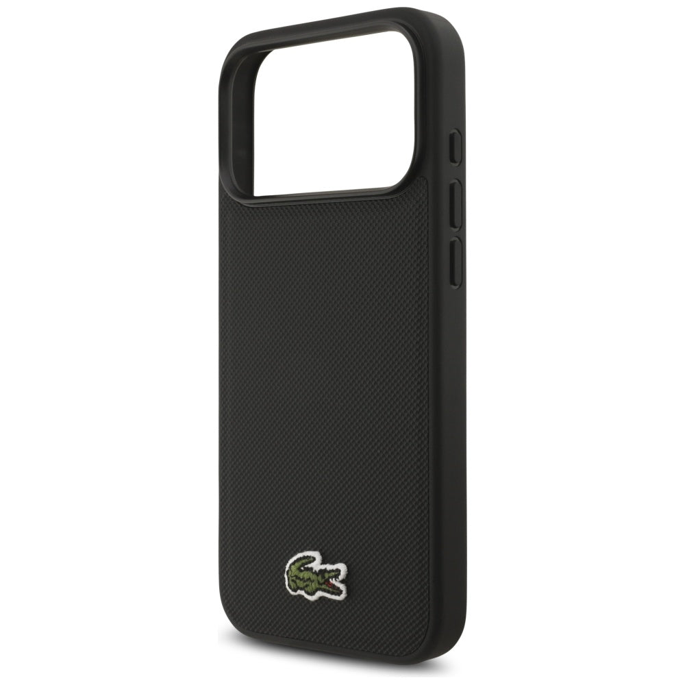 Lacoste iPhone 17 Pro Max - Iconic Petit Pique Woven Logo MagSafe - Σκληρή Θήκη με Πλαίσιο Σιλικόνης - Black