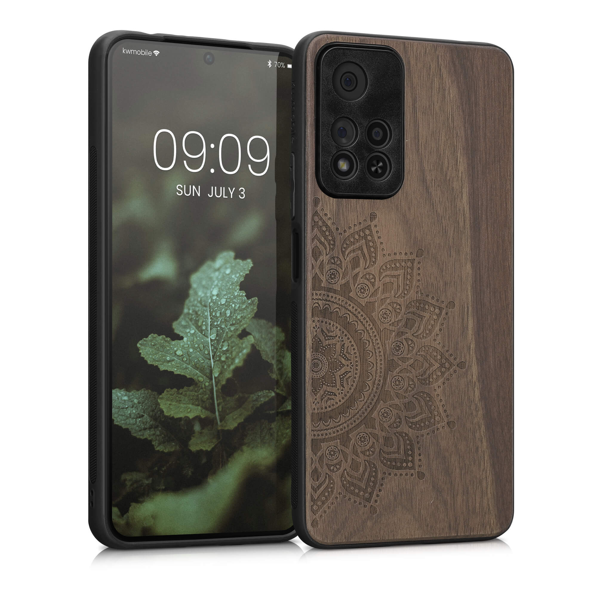KW Xiaomi Redmi Note 11 Pro+ 5G Θήκη από Φυσικό Ξύλο - Design Rising Sun - Dark Brown - 58100.04