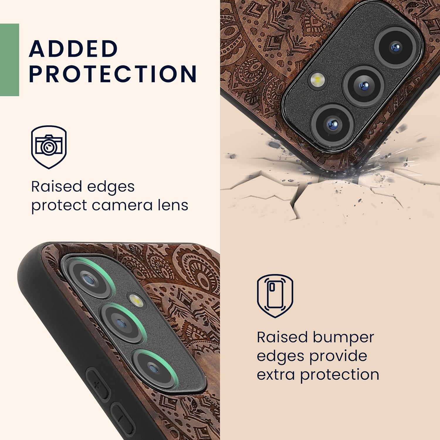 KW Samsung Galaxy A54 5G Θήκη από Φυσικό Ξύλο - Design Indian Sun - Dark Brown - 60799.04