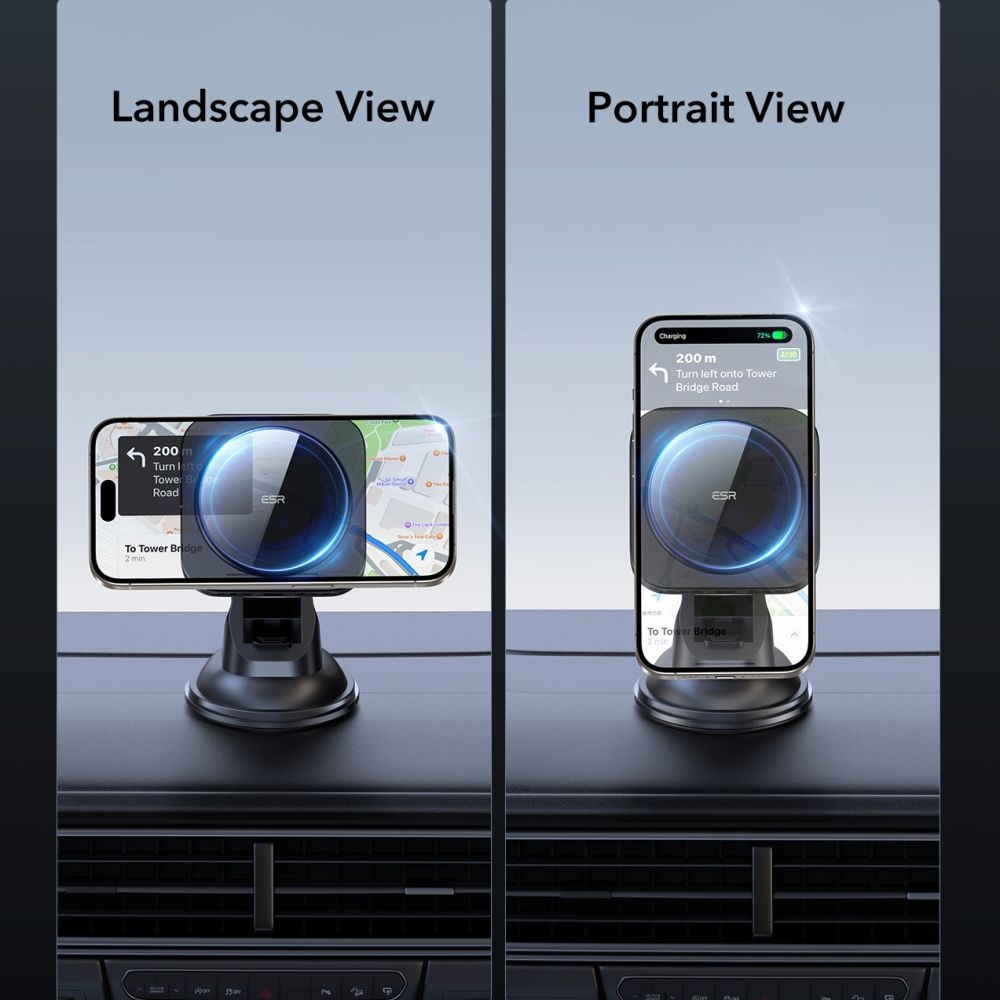 ESR HaloLock QI2 Μαγνητική Βάση Αυτοκινήτου για το Ταμπλό ή το Παρμπρίζ με Ασύρματη Φόρτιση MagSafe 15W - Black