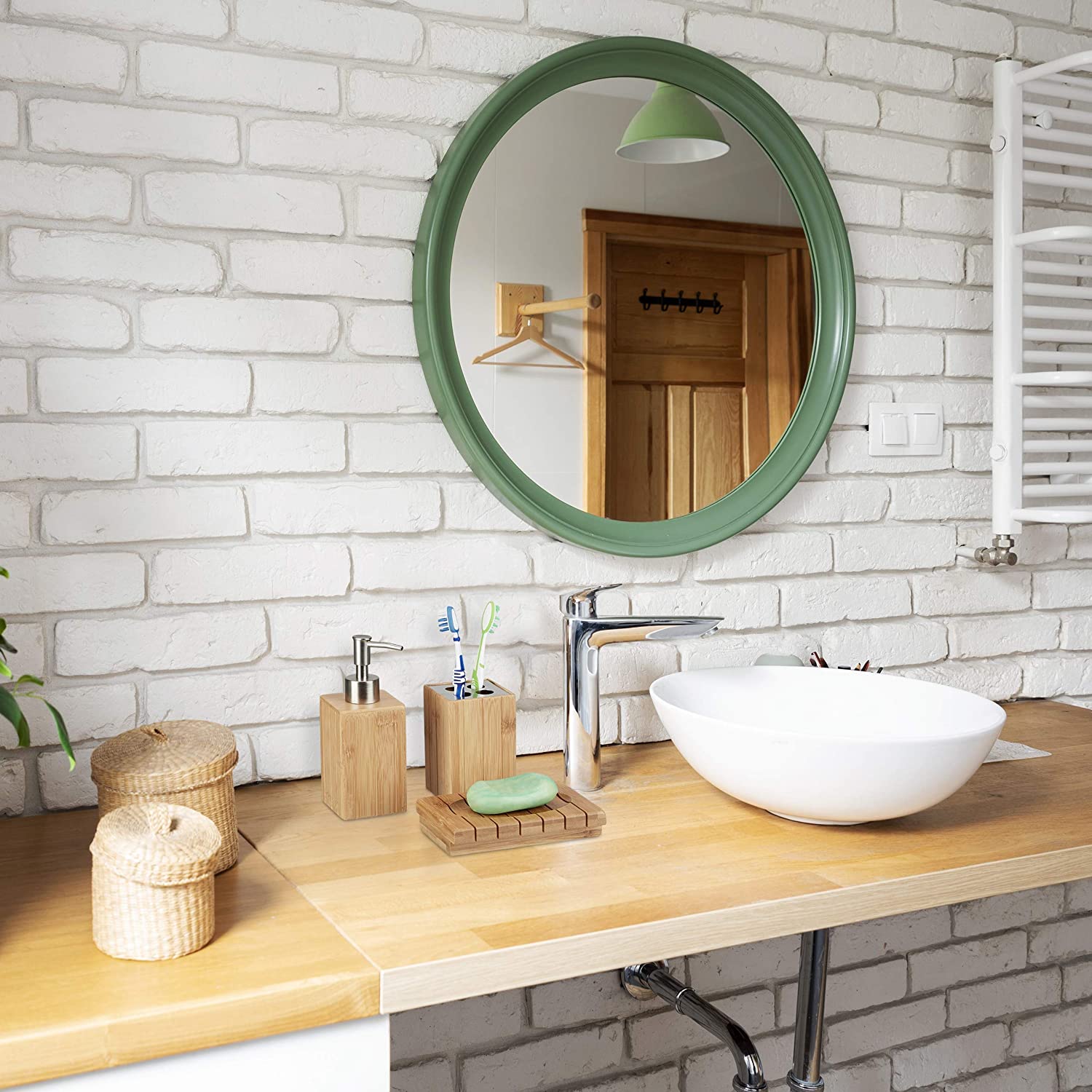 Relaxdays Ξύλινο Αξεσουάρ Μπάνιου από Bamboo - Natural - 4052025221768