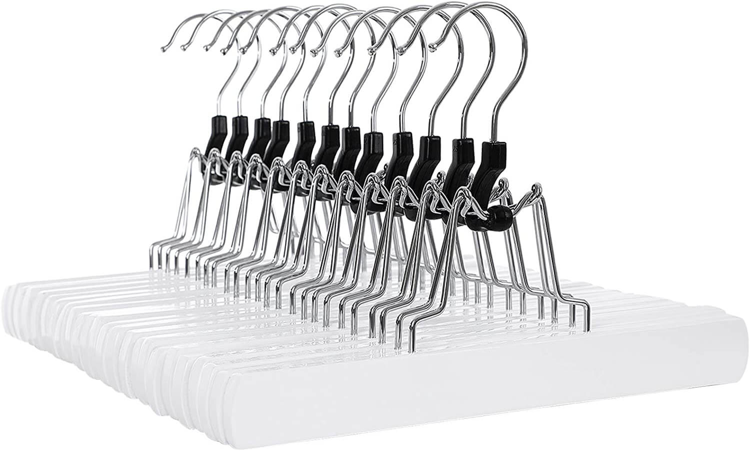 Songmics Σετ με 12 Ξύλινες Κρεμάστρες Παντελονιών - White - CRW07W-12
