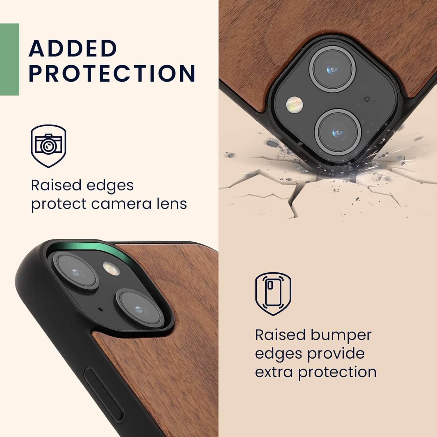 KW iPhone 15 Plus Θήκη από Φυσικό Ξύλο - Design Vintage Compass - Dark Brown - 62012.01