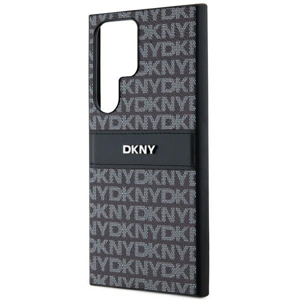 DKNY Samsung Galaxy S24 Ultra - Mono Stripe and Metal Logo Σκληρή Θήκη με Επένδυση Συνθετικού Δέρματος - Black