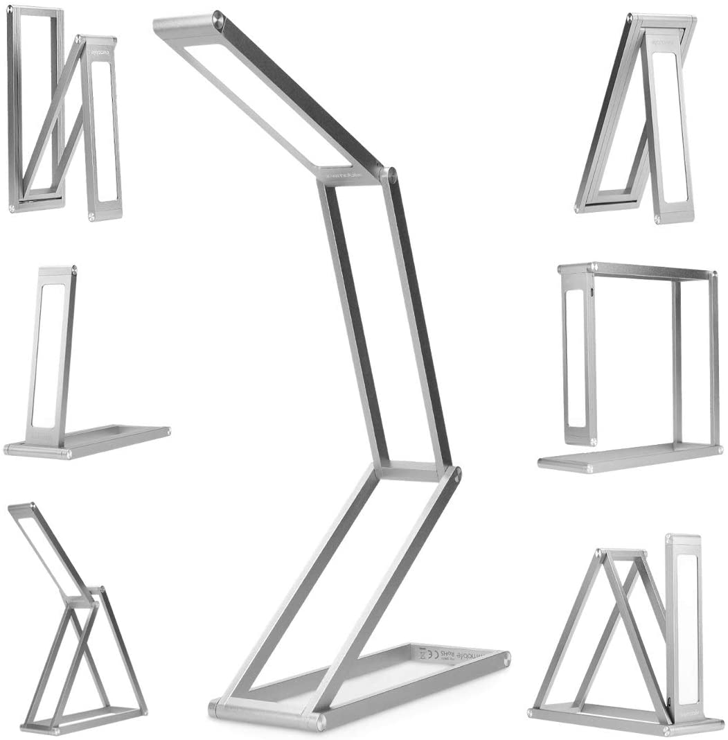 KW LED Folding Desk Lamp Επαναφορτιζόμενο Αναδιπλούμενο Μεταλλικό Φωτιστικό με καλώδιο Micro USB - Silver - 45535.35