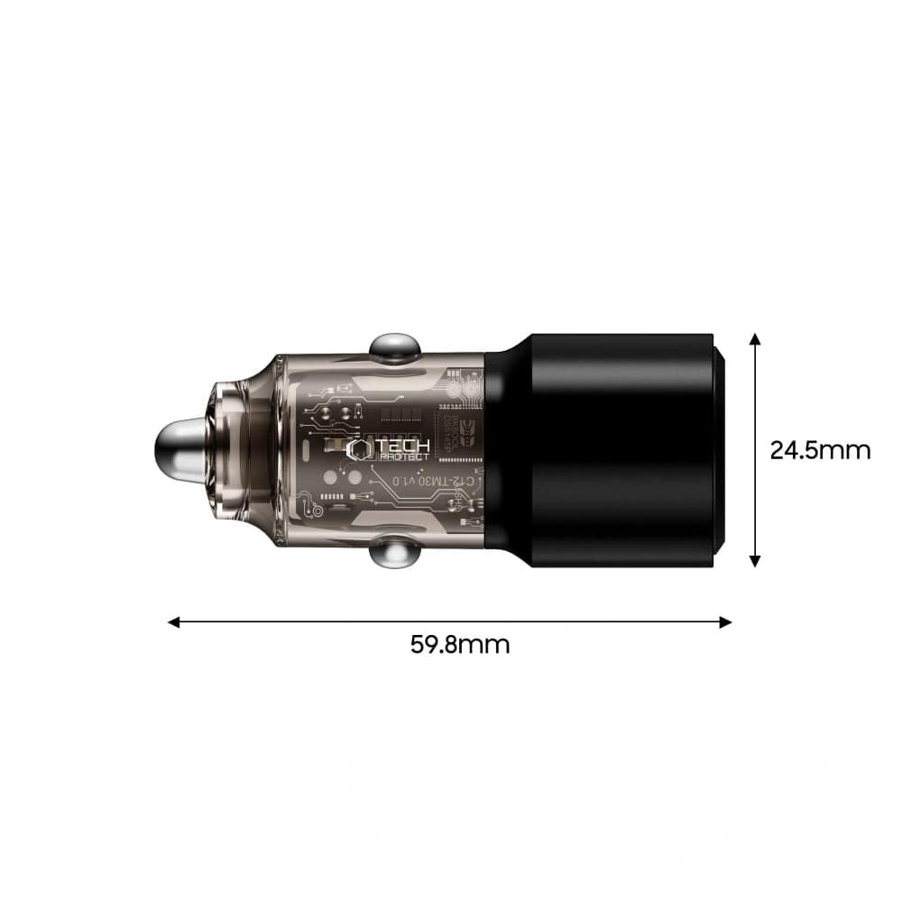 Tech-Protect CC03 PD100W Φορτιστής Αυτοκινήτου Γρήγορης Φόρτισης με 2 Θύρες Type-C - Black - likebrands.gr
