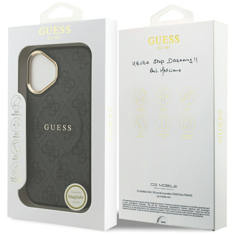 Guess iPhone 17 - 4G PU Classic Logo MagSafe - Σκληρή Θήκη με Πλαίσιο Σιλικόνης και Επένδυση Οικολογικού Δέρματος - Black - GUHMP17SP4MSEGCK