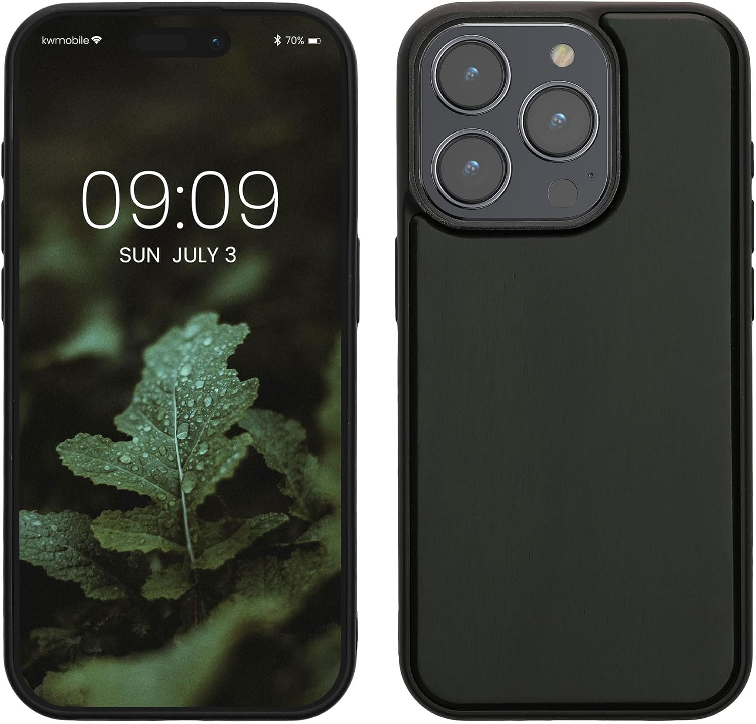 KW iPhone 15 Pro Θήκη από Φυσικό Ξύλο - Dark Green