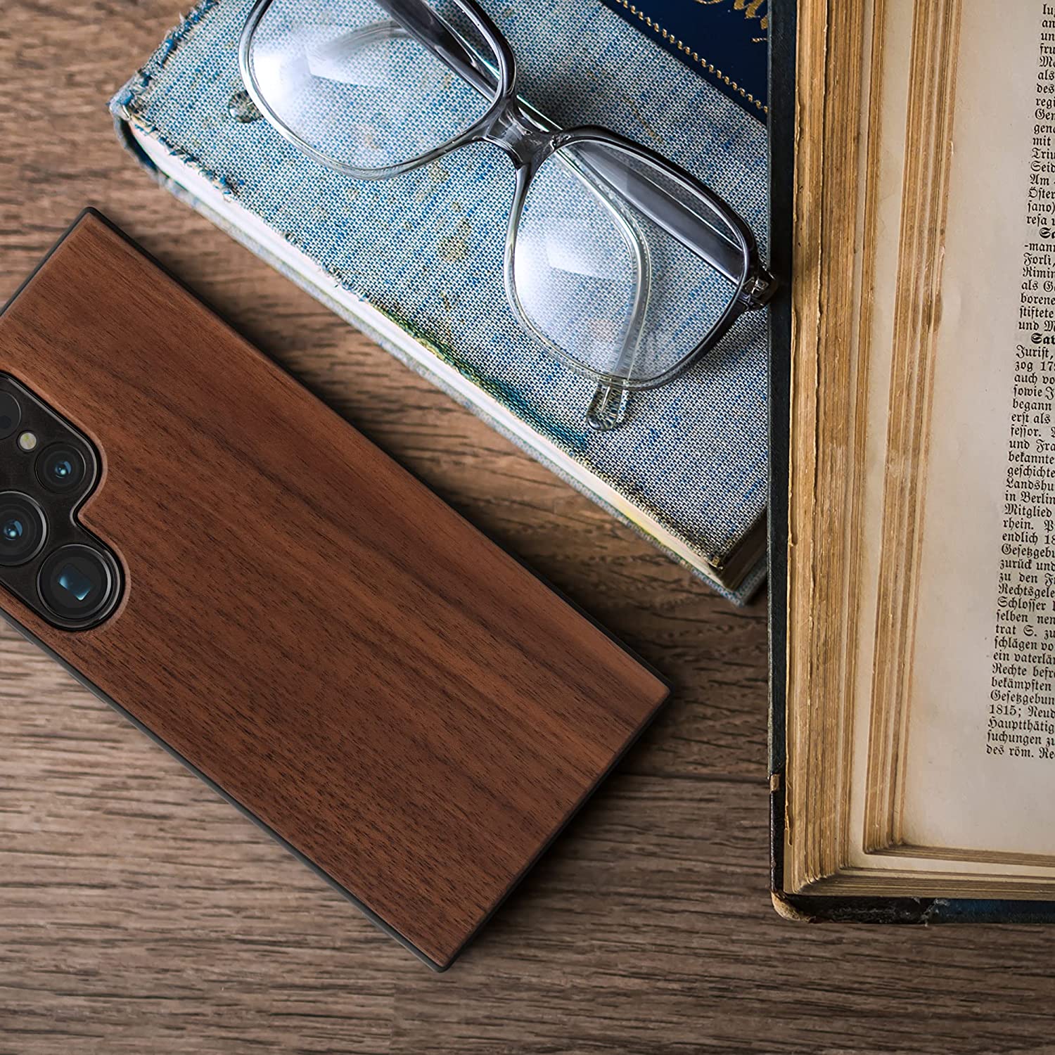 KW Samsung Galaxy S23 Ultra Θήκη από Φυσικό Ξύλο - Dark Brown - 60296.18