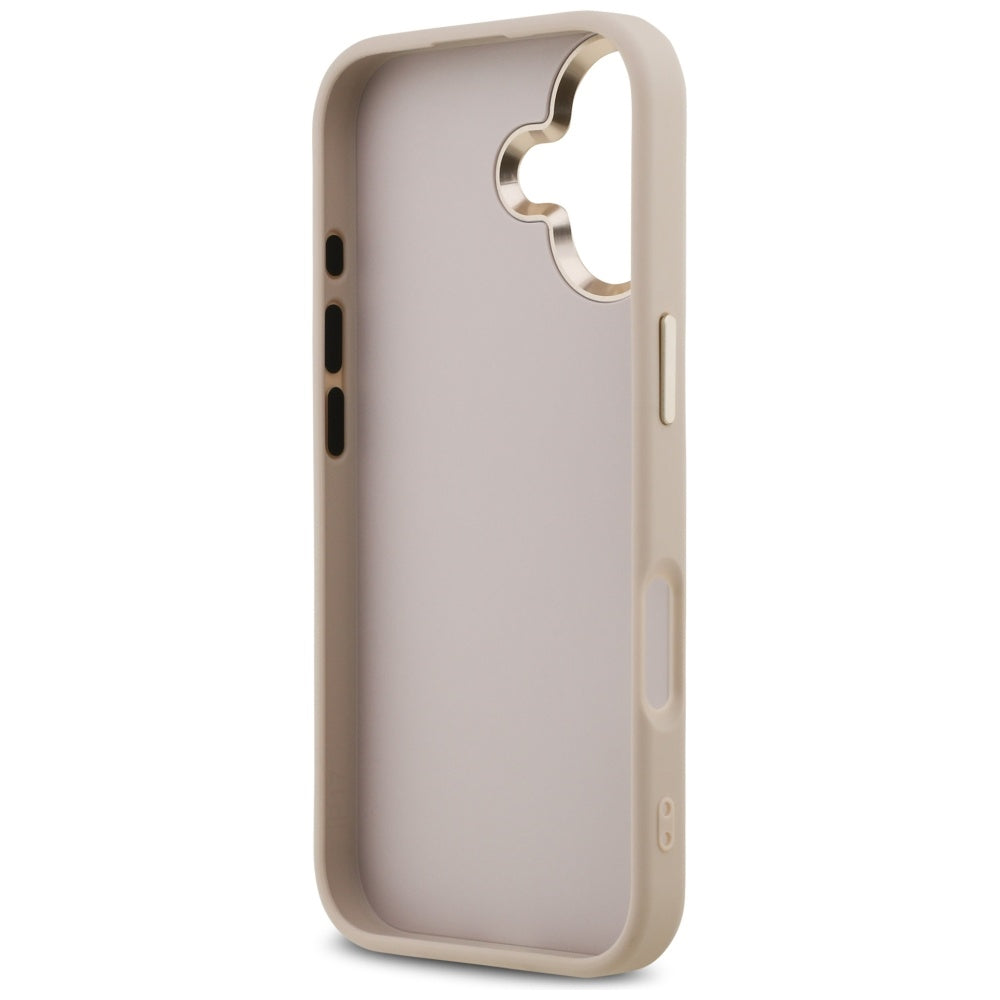 Guess iPhone 17 - 4G Big 4G Classic Logo - Σκληρή Θήκη με Πλαίσιο Σιλικόνης και Επένδυση από Οικολογικό Δέρμα - Pink / Gold - GUHCP17S4GMGCPI