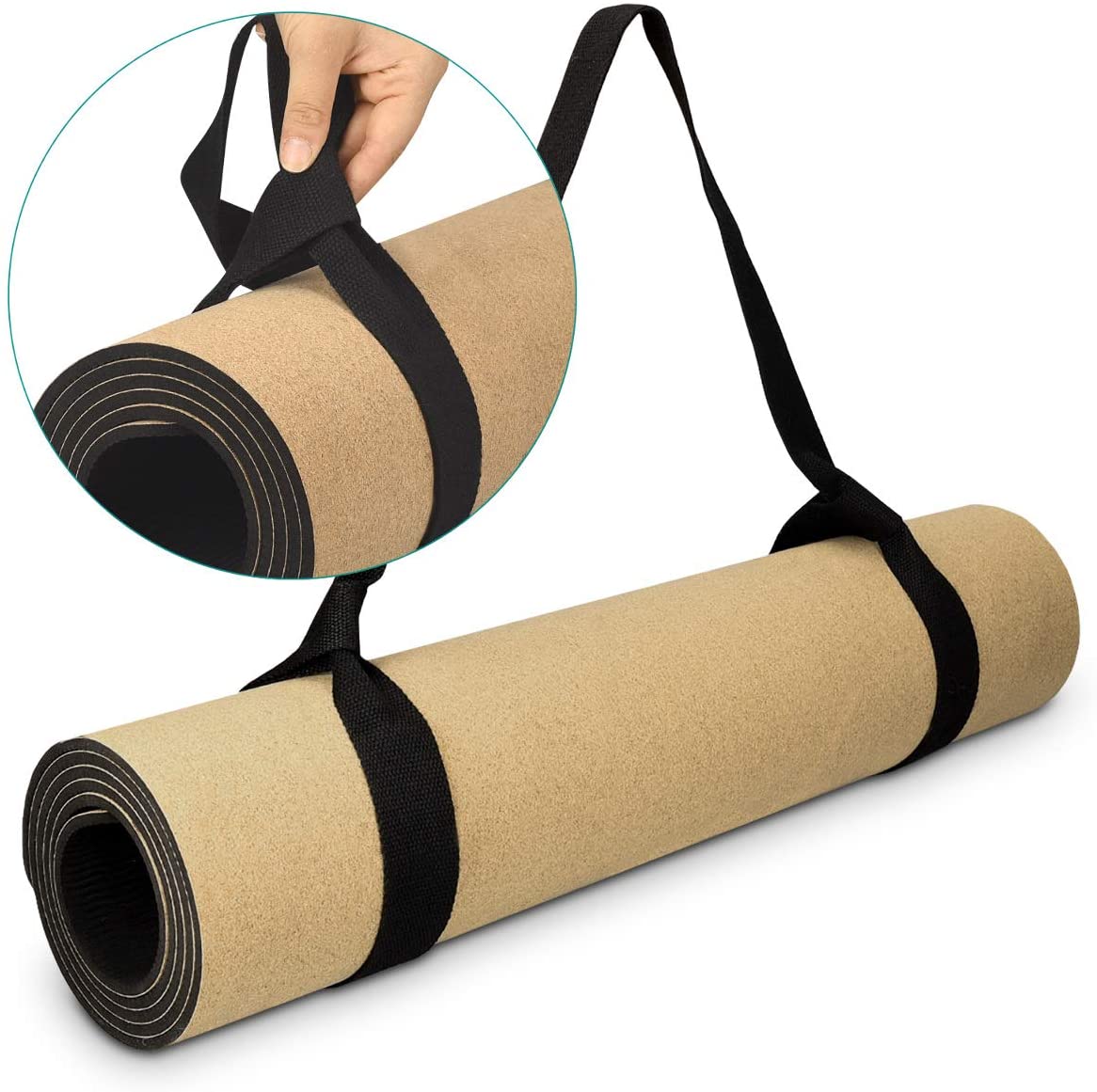 Navaris Workout Mat Στρώμα Γυμναστικής από Φελλό με Χειρολαβή Design Flower of Life - Brown - 44764.24