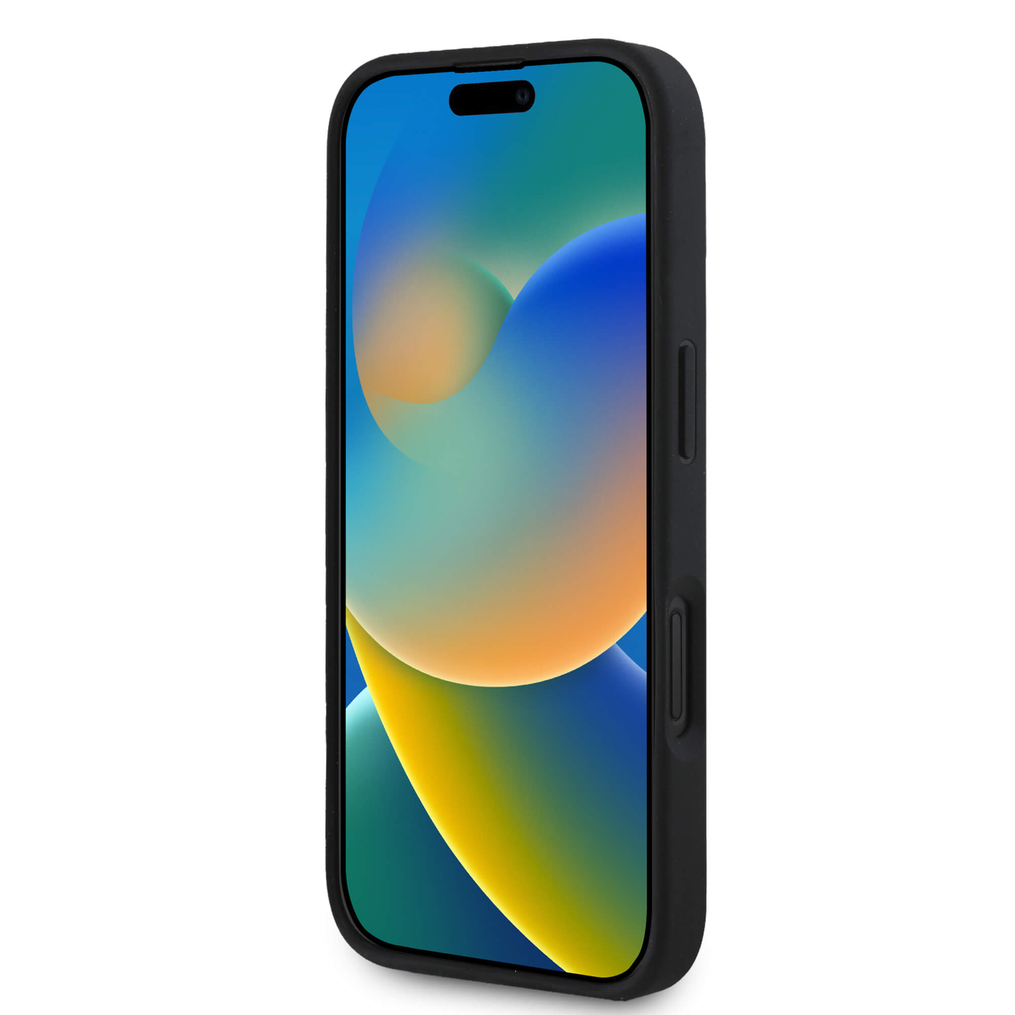 Guess iPhone 16 - Grained Big 4G Logo Small Classic Logo - Σκληρή Θήκη με Επένδυση από Οικολογικό Δέρμα - Black - GUHCP16SPGT4MBK