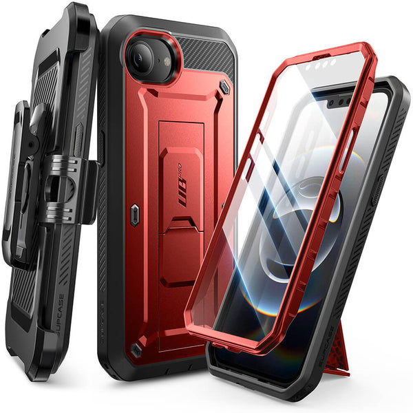 Supcase iPhone 16e Unicorn Beetle Pro Σκληρή Θήκη με Προστασία Οθόνης και Stand - Metallic Red - likebrands.gr
