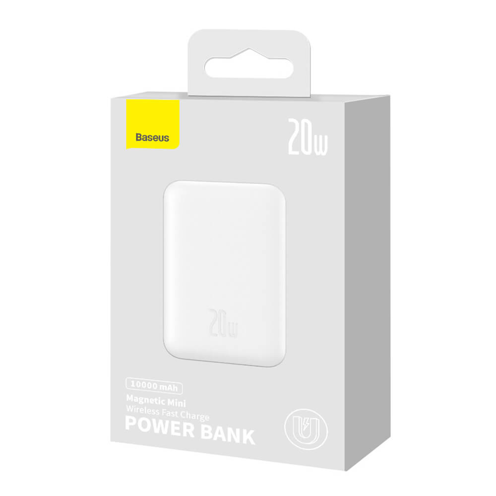 Baseus Magnetic Mini Ασύρματο MagSafe PowerBank 10000mAh 20W με Καλώδιο Type-C to Type-C - White - PPCX070002
