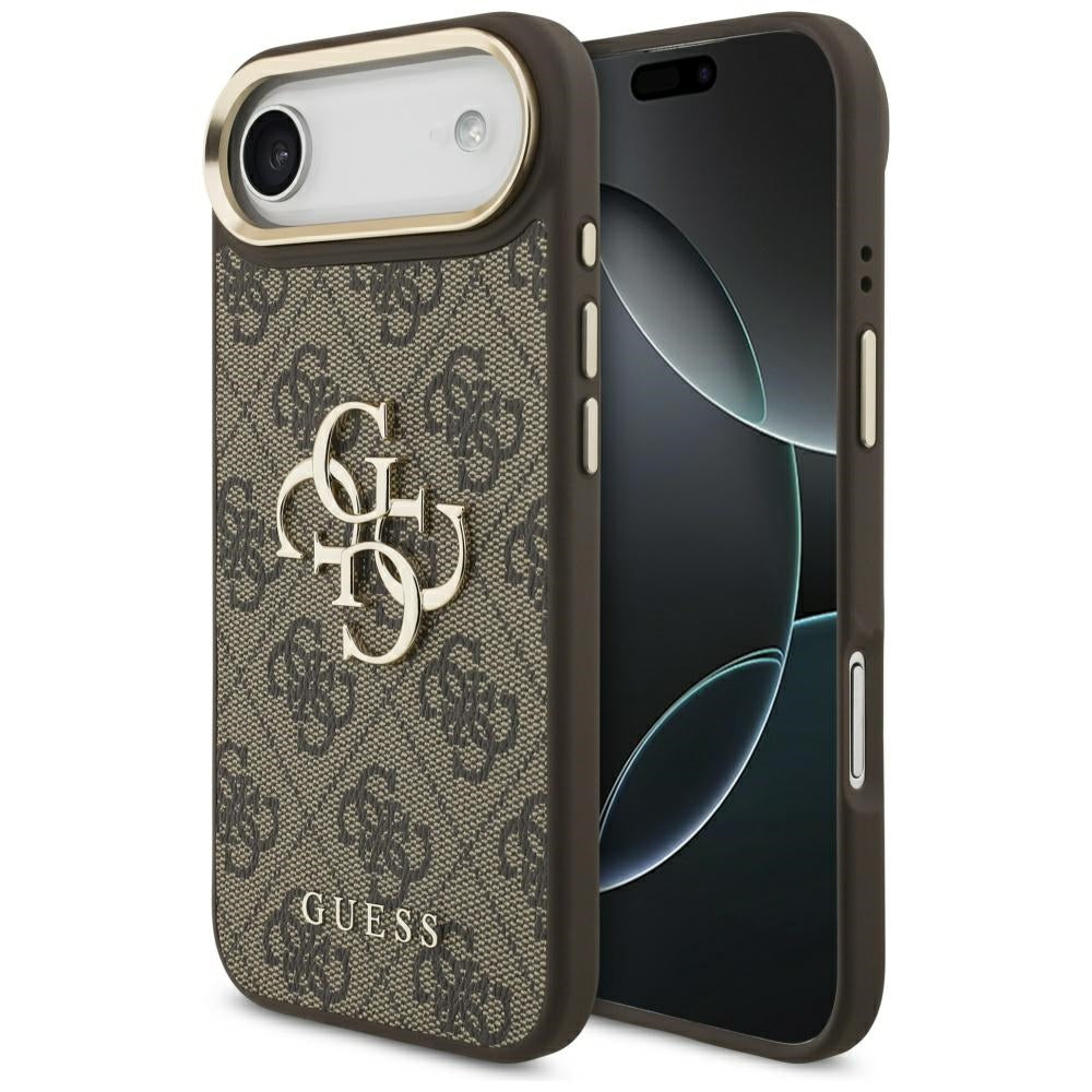 Guess iPhone Air - 4G Big 4G Classic Logo - Σκληρή Θήκη με Πλαίσιο Σιλικόνης και Επένδυση από Οικολογικό Δέρμα - Brown / Gold - GUHCP17M4GMGCBR