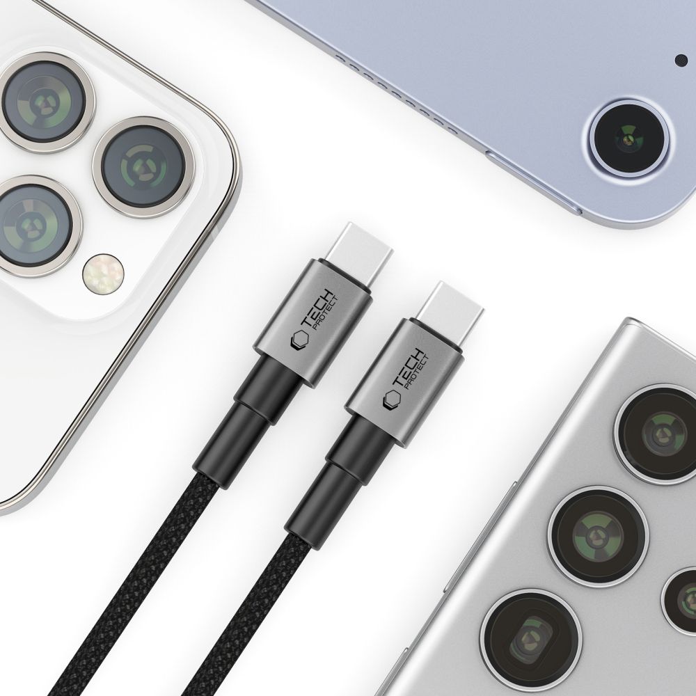 Tech-Protect UltraBoost DNA PD100W 5A - Καλώδιο Δεδομένων και Φόρτισης Type-C to Type-C - 2m - Iron Grey