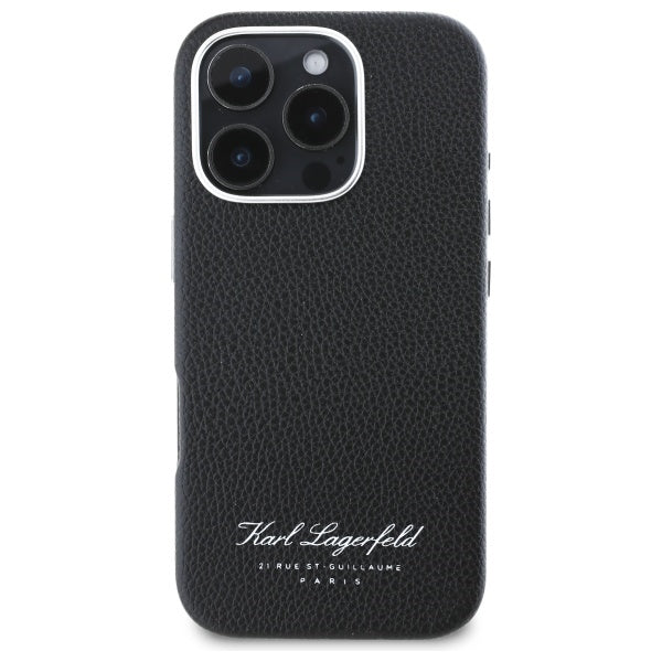 Karl Lagerfeld iPhone 16 Pro - FW Hotel RSG Σκληρή Θήκη με Επένδυση Συνθετικού Δέρματος - Black - KLHCP16LPGWCMKHK