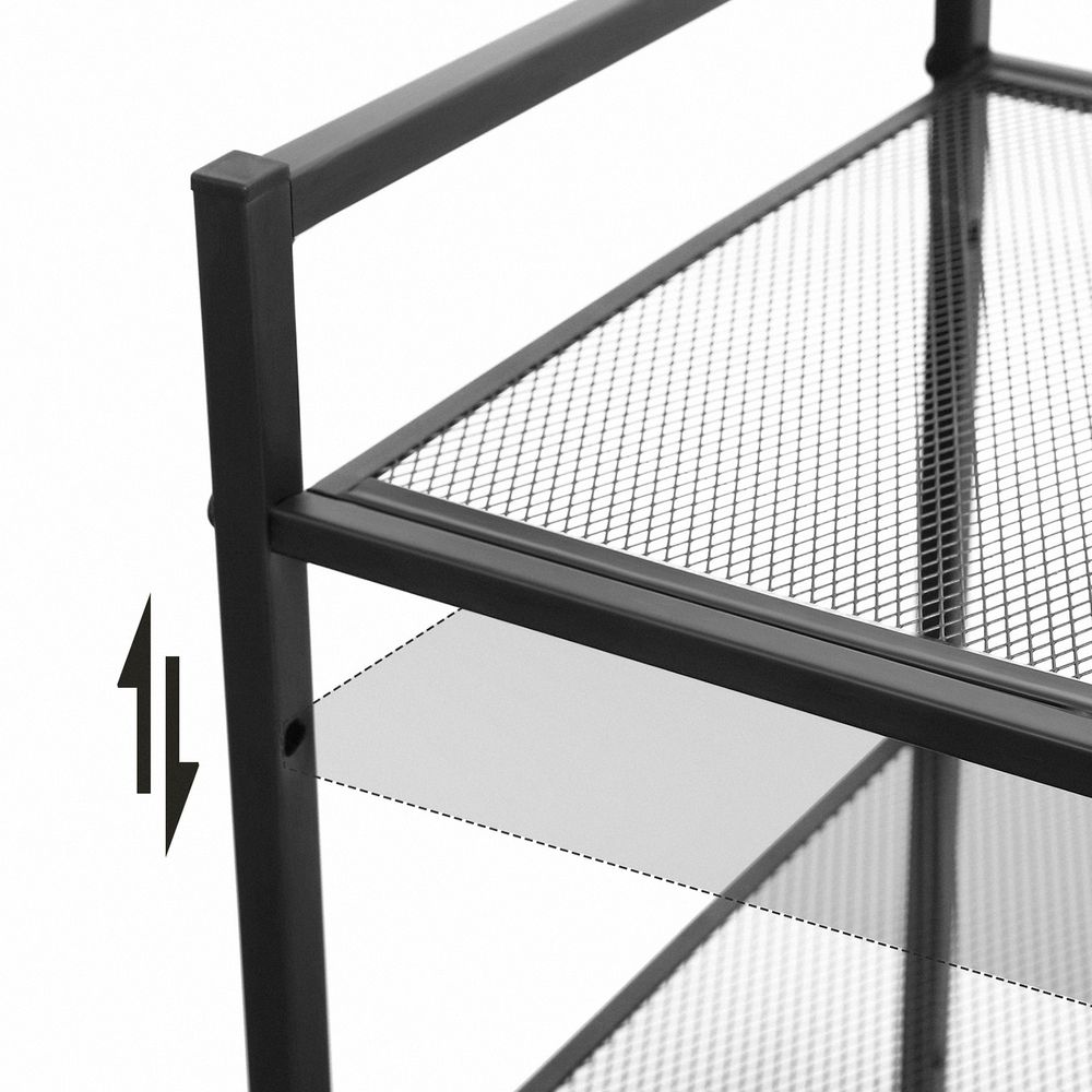 Songmics Μεταλλική Παπουτσοθήκη με 3 Ράφια - Black - LMR17BK