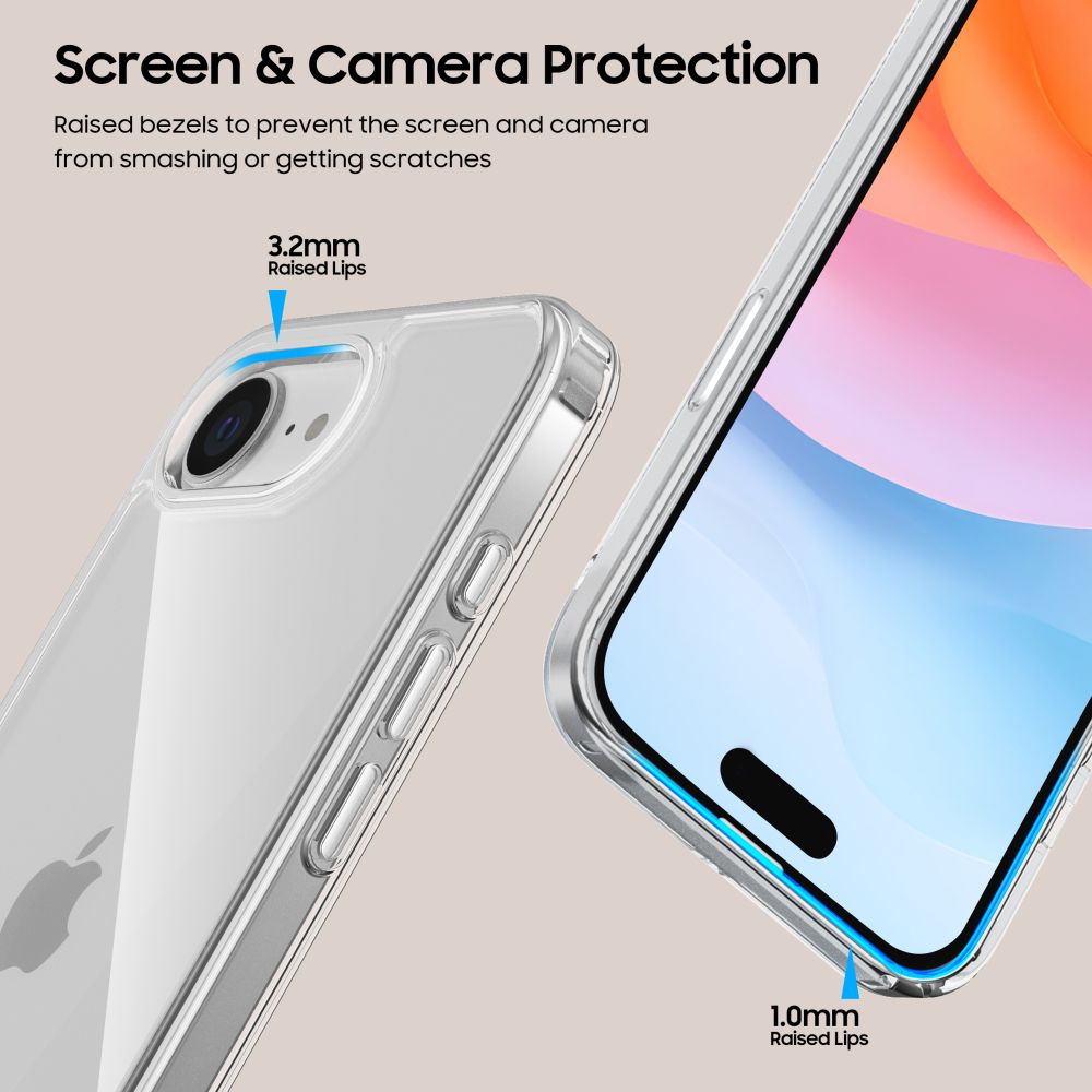 Tech-Protect iPhone 16e Flexair Hybrid Σκληρή Θήκη με Πλαίσιο Σιλικόνης - Διάφανη