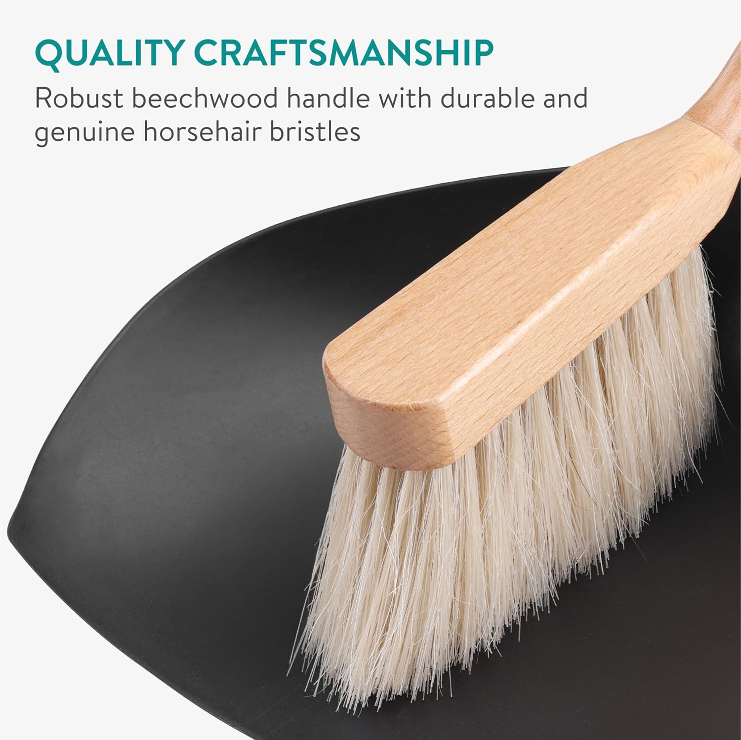 Navaris Σετ με Ξύλινη Σκούπα Χειρός με Πλαστικό Φαράσι - Black / Brown - 61966.01