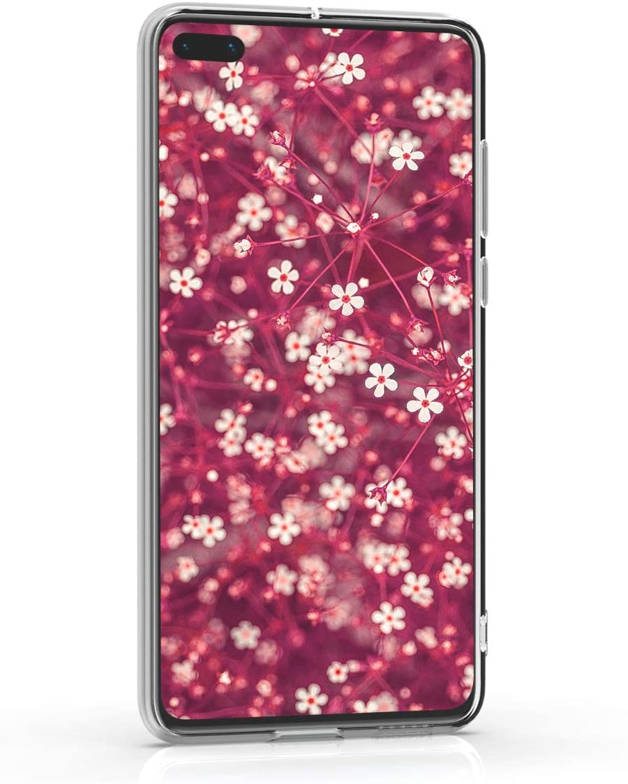 KW Huawei P40 Θήκη Σιλικόνης TPU Design Cherry Blossoms - Light Pink / Dark Brown - Διάφανη - 52162.03