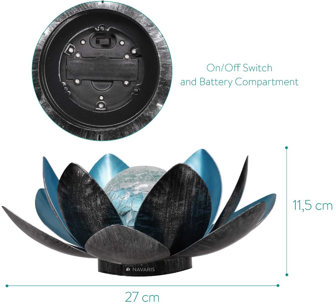 Navaris Solar Garden Light Ηλιακό LED Lotus Φωτιστικό Εξωτερικού Χώρου - Cool White - 51101.02.01