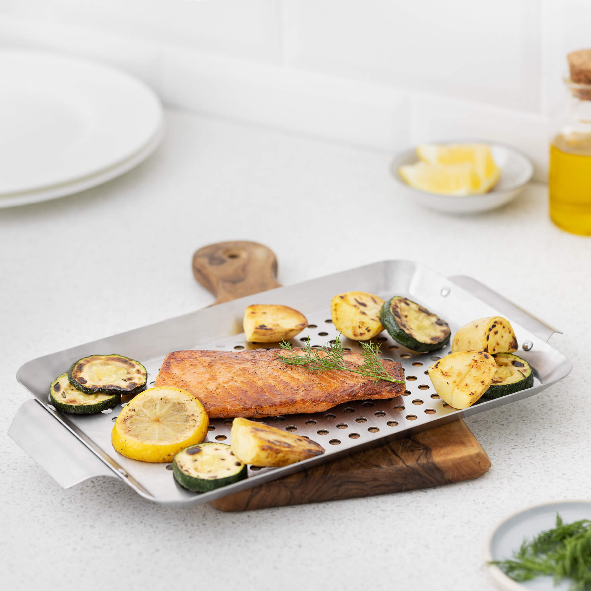 Navaris Ορθογώνιο Καλάθι από Ανοξείδωτο Ατσάλι για Ψησταριά BBQ - Silver - 56221.02