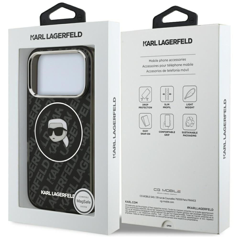 Karl Lagerfeld iPhone 17 Pro Max - IML Karl Head Logo MagSafe - Σκληρή Θήκη με Πλαίσιο Σιλικόνης - Black - KLHMP17XHMKBKHOK
