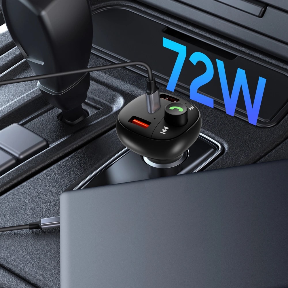 Tech-Protect CC06 FM Transmitter για Αναπαραγωγή Μουσικής / Κλήσεις / Φόρτιση Κινητών στο Αυτοκίνητο PD72W - Black