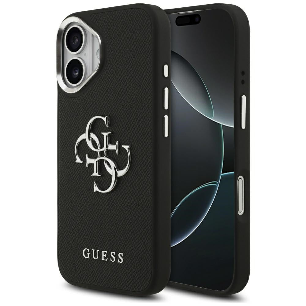 Guess iPhone 17 - Grained Big 4G Classic Logo - Σκληρή Θήκη με Επένδυση από Οικολογικό Δέρμα - Black - GUHCP17SPG4SMCEK