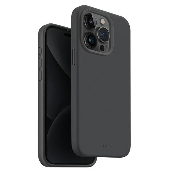 Uniq iPhone 15 Pro Lino Hue Magclick Θήκη Σιλικόνης με MagSafe - Charcoal Grey