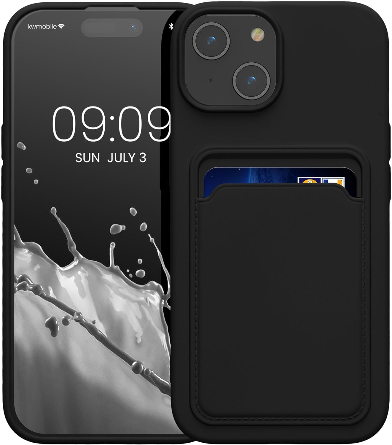 KW iPhone 15 Θήκη Σιλικόνης TPU με Υποδοχή για Κάρτα - Black - 62017.01
